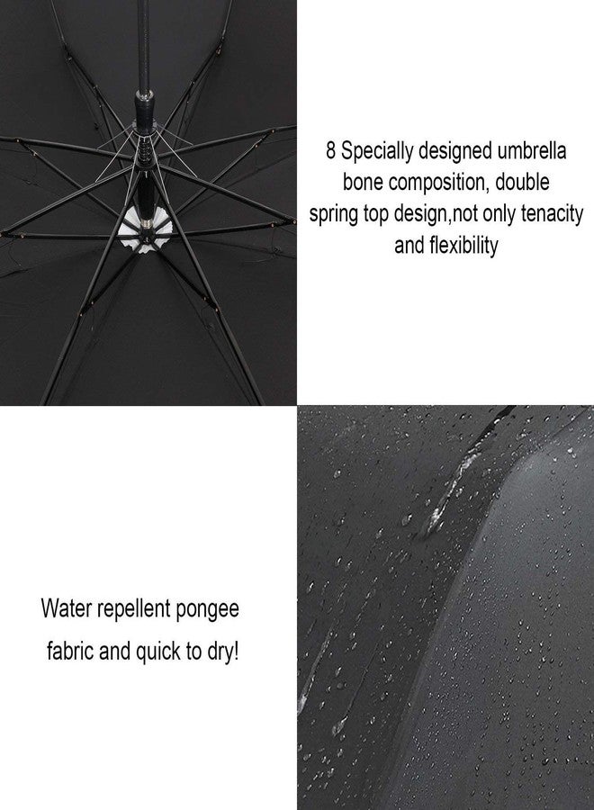 Filloxy Large Automatic button Umbrella, 56-inch Double Layer with Reflective Stripe Big canopy, 8 Ribs Windproof Design Heavy Material, Black - Image 5